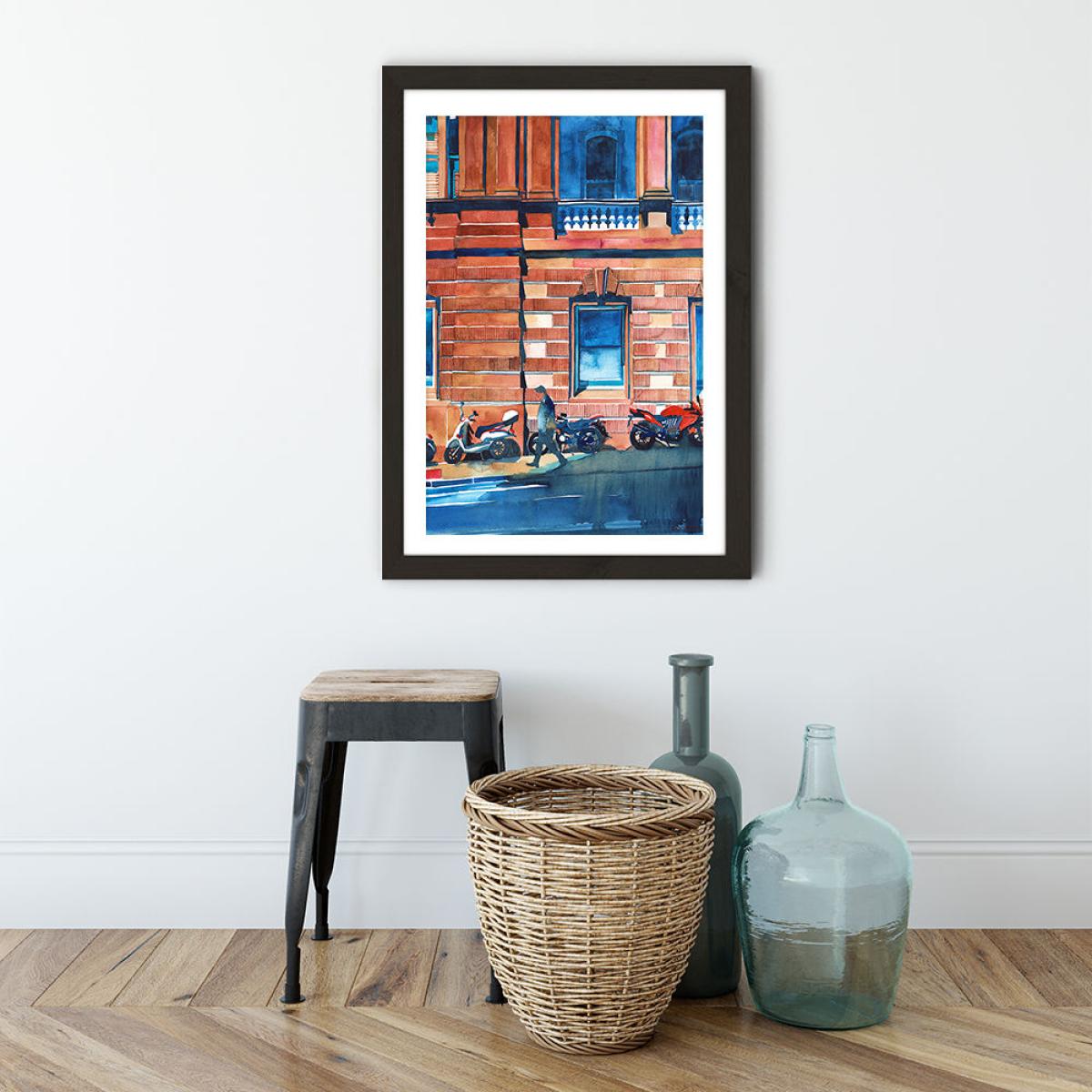 Man on the Street Art Print Black Frame – image 2