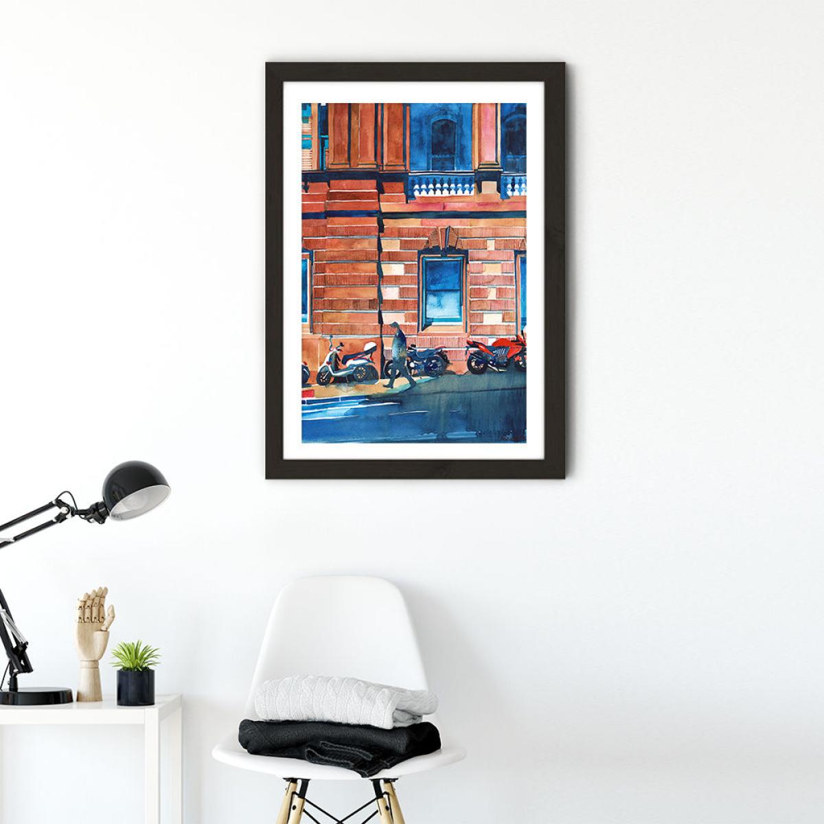 Man on the Street Art Print Black Frame – image 3