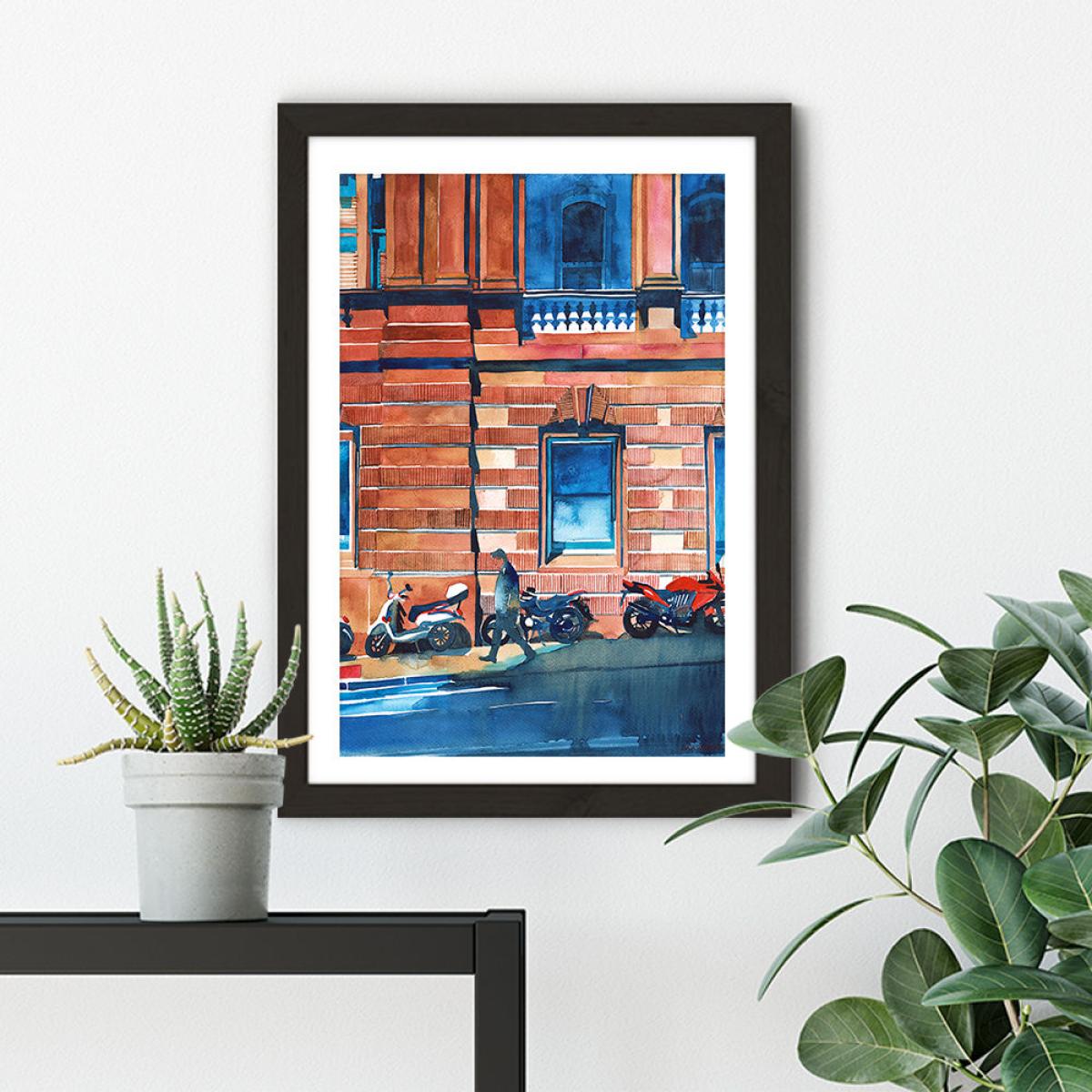 Man on the Street Art Print Black Frame – image 6