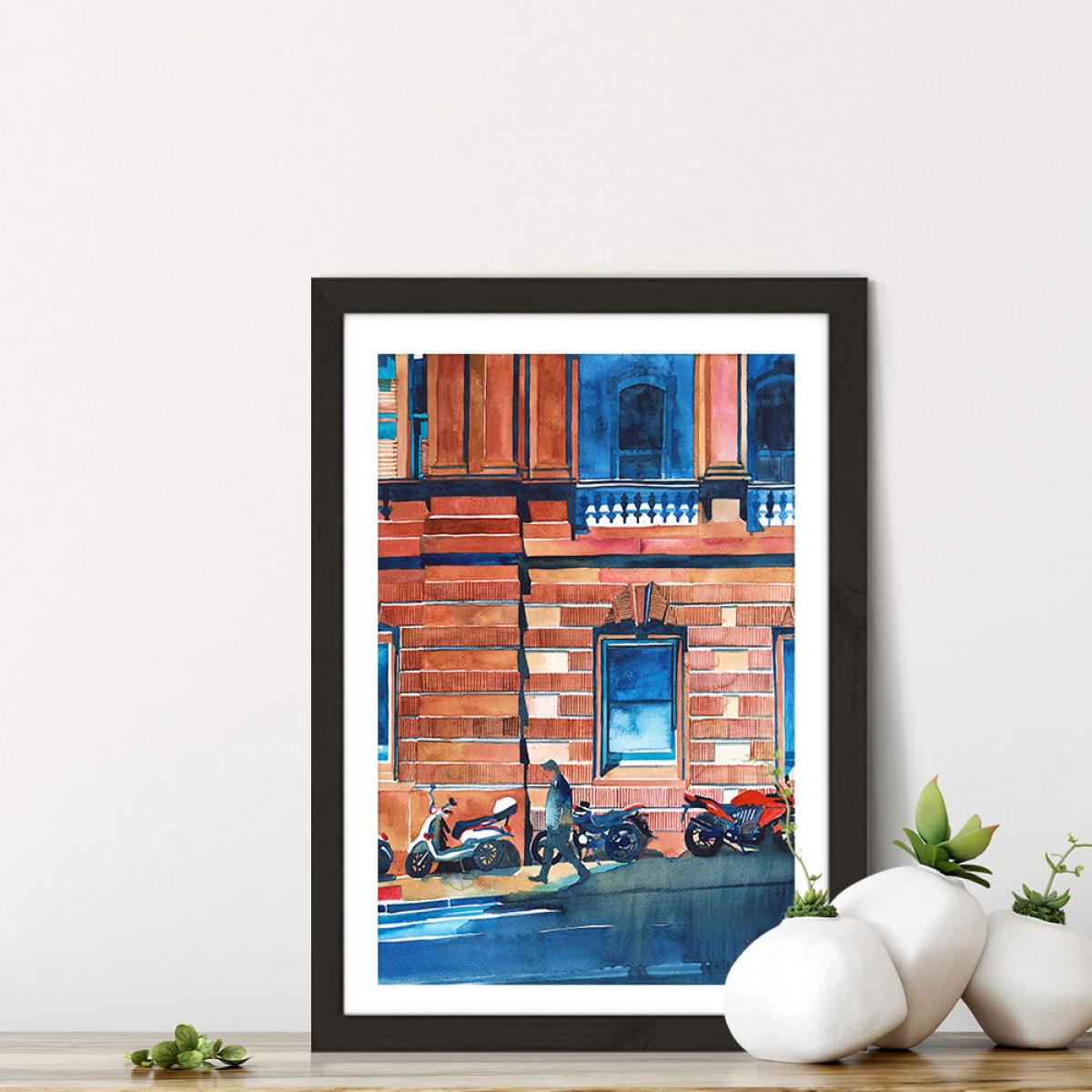 Man on the Street Art Print Black Frame – image 7
