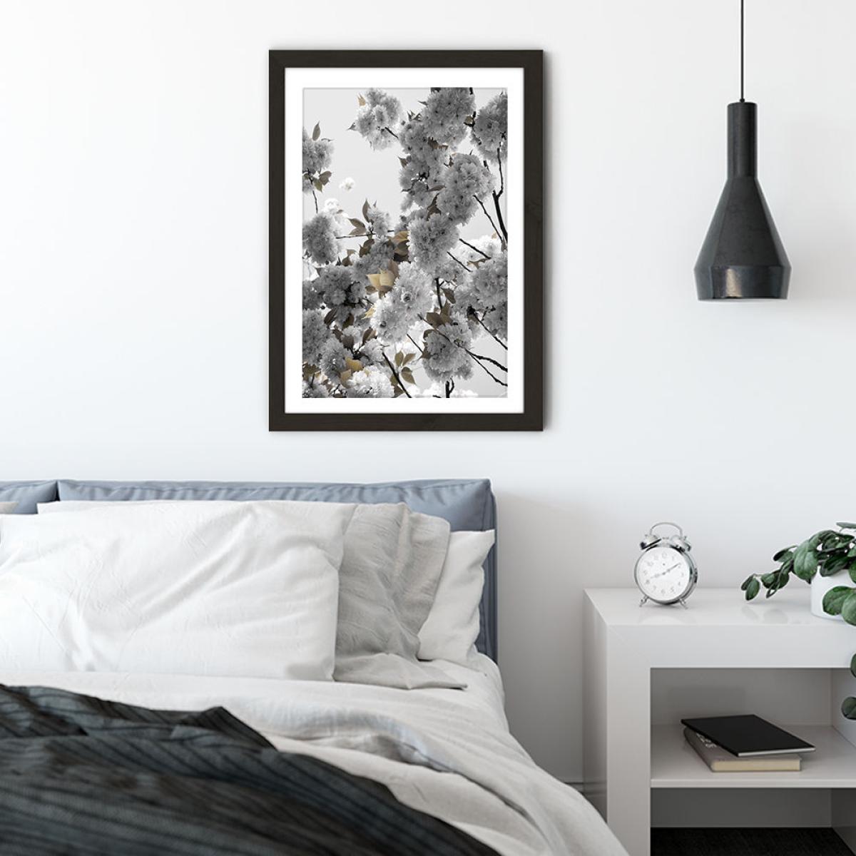 White Spring Blossoms Art Print Black Frame – image 4