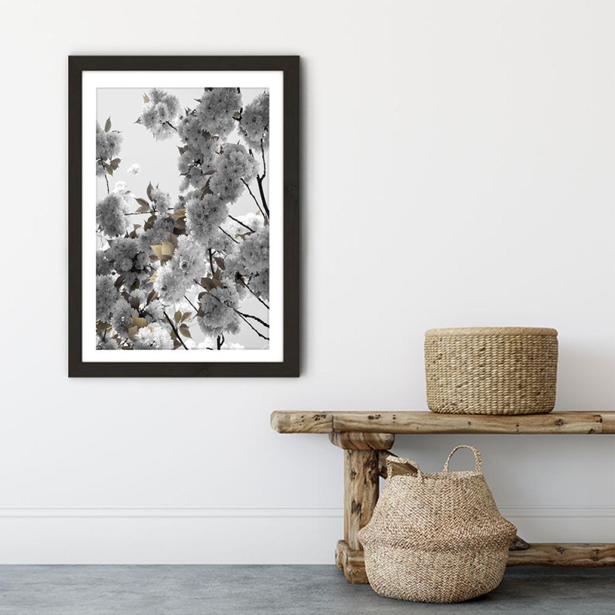 White Spring Blossoms Art Print Black Frame – image 6