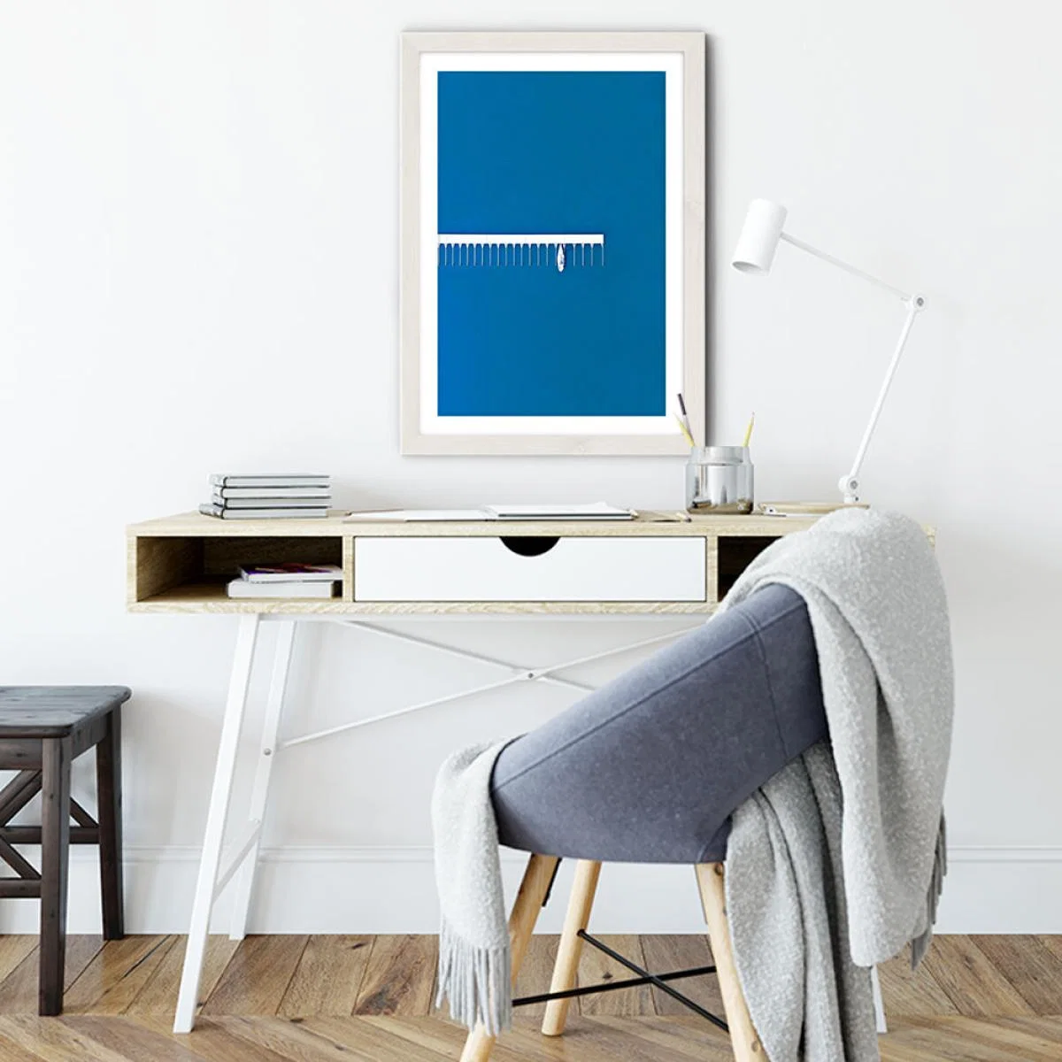Single Boat Art Print White Frame – image 3
