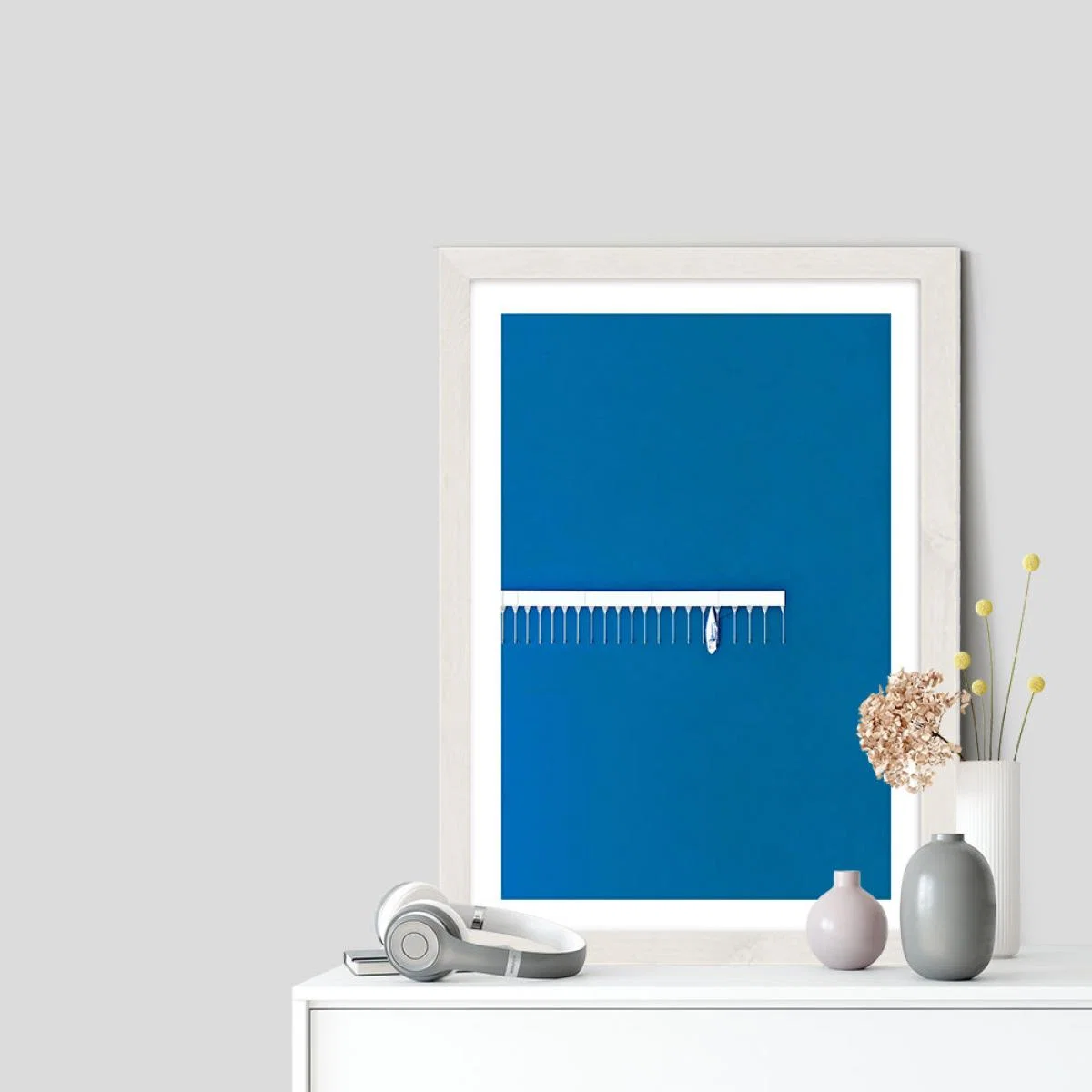 Single Boat Art Print White Frame – image 5