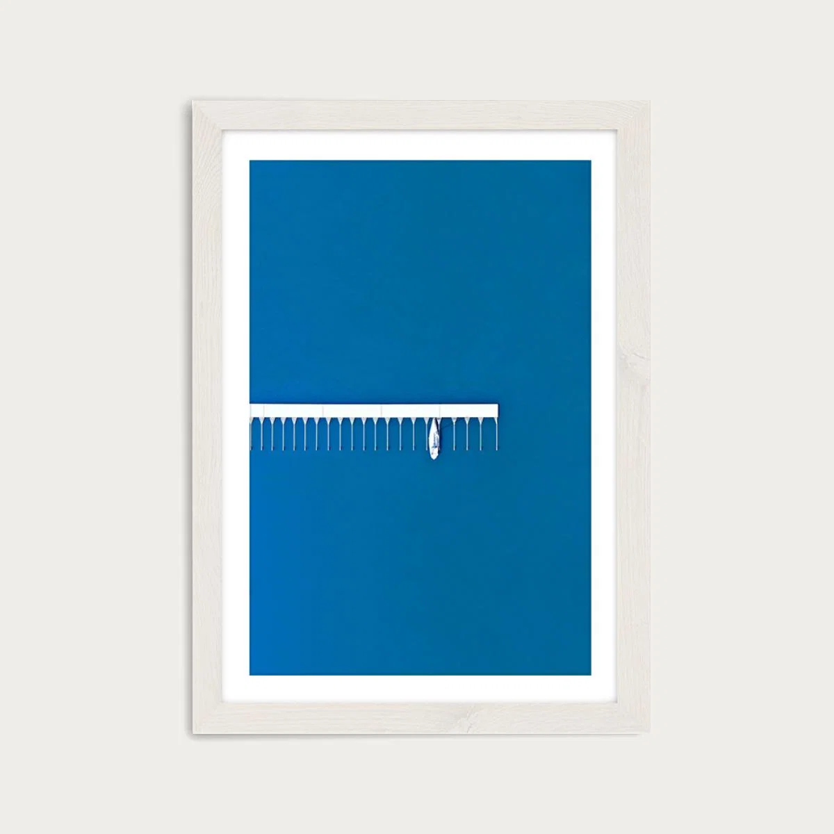 Single Boat Art Print White Frame – image 1