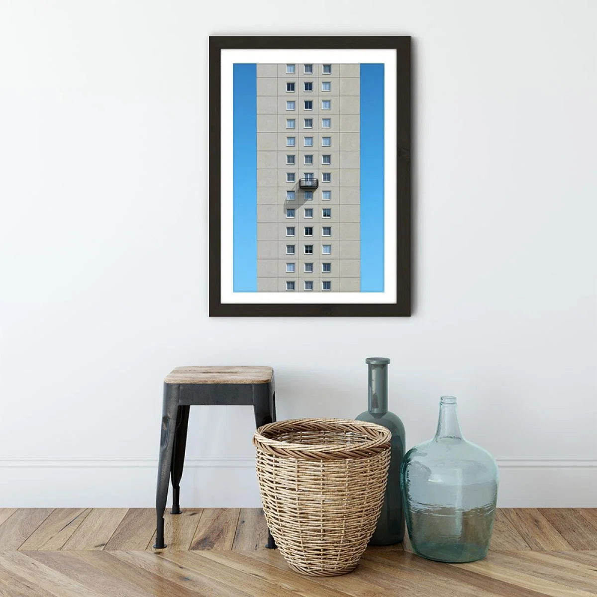 Tower Shadow Balcony Art Print Black Frame – image 3