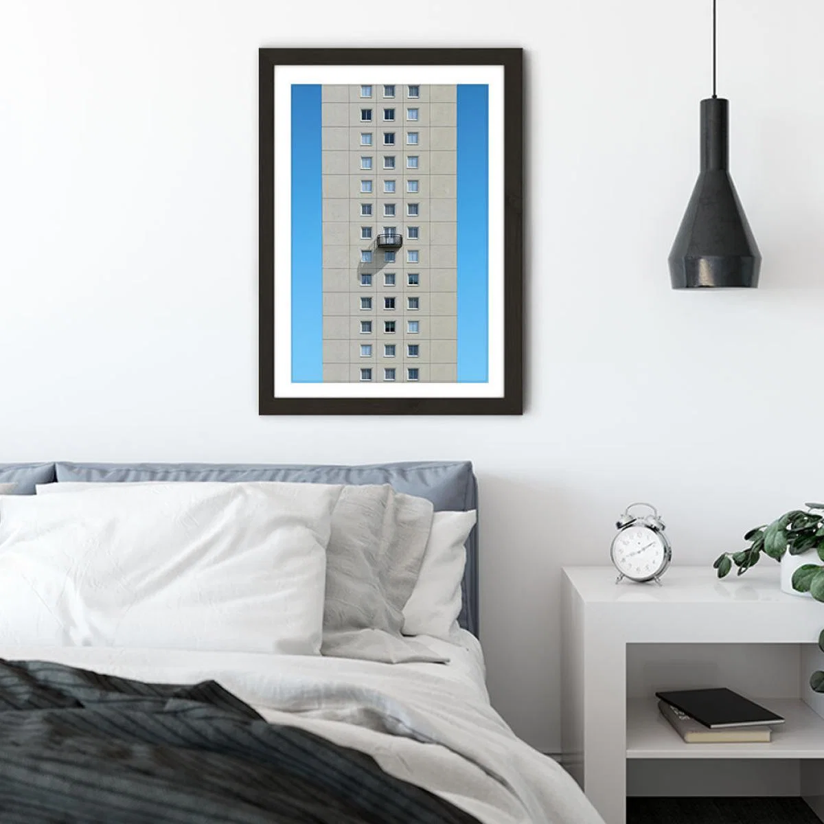 Tower Shadow Balcony Art Print Black Frame – image 4