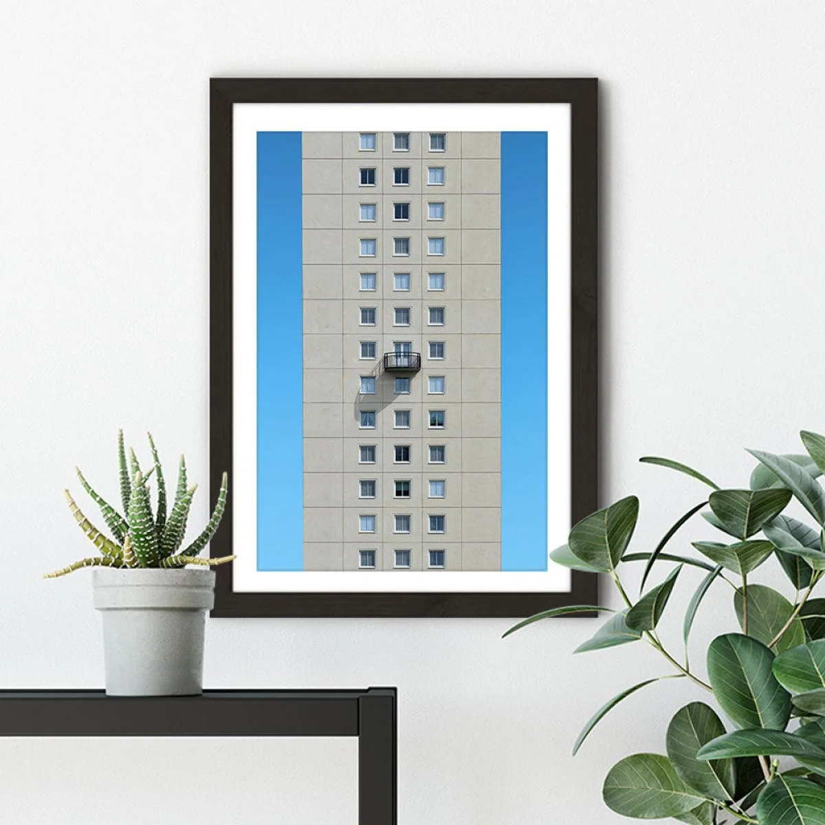 Tower Shadow Balcony Art Print Black Frame – image 6
