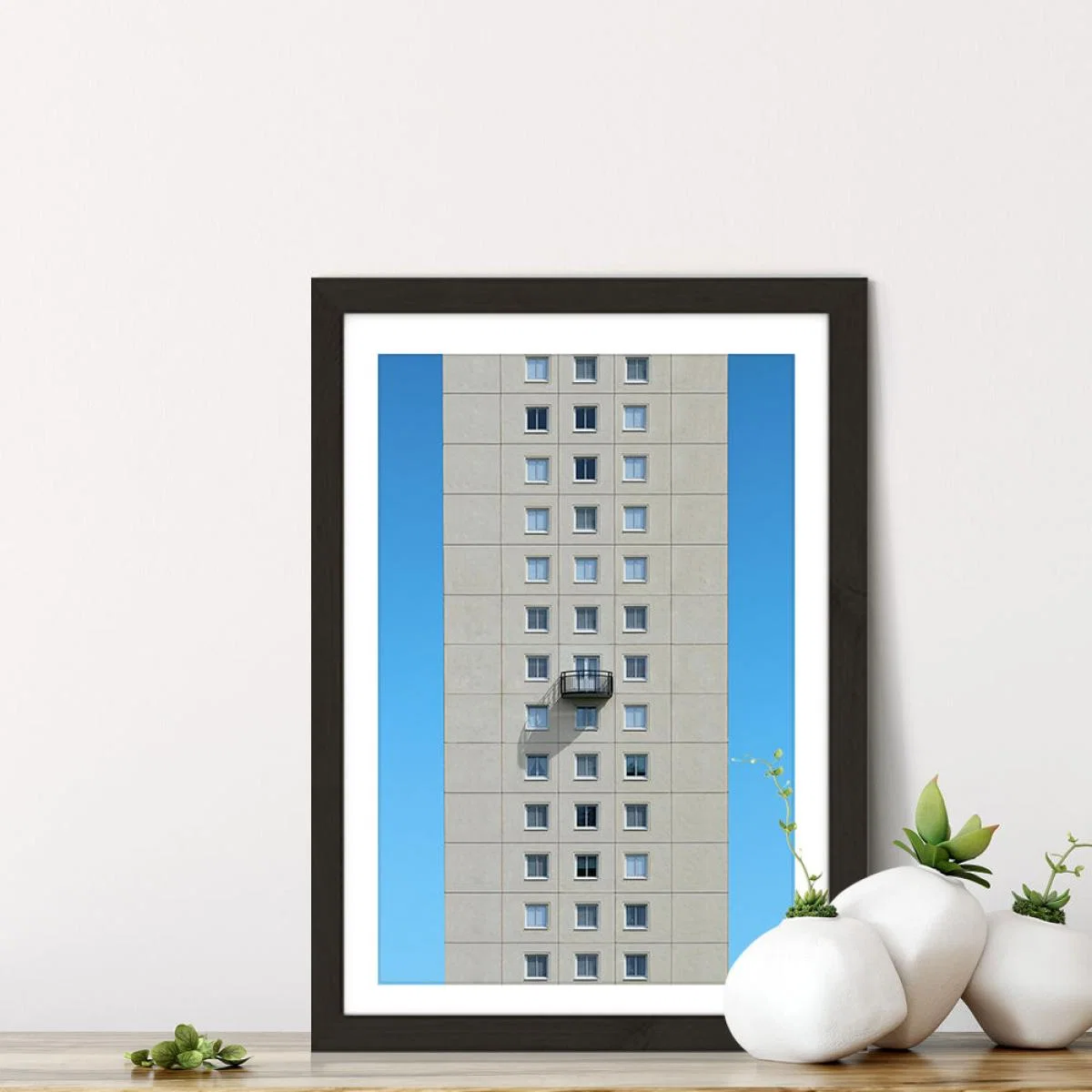 Tower Shadow Balcony Art Print Black Frame – image 7