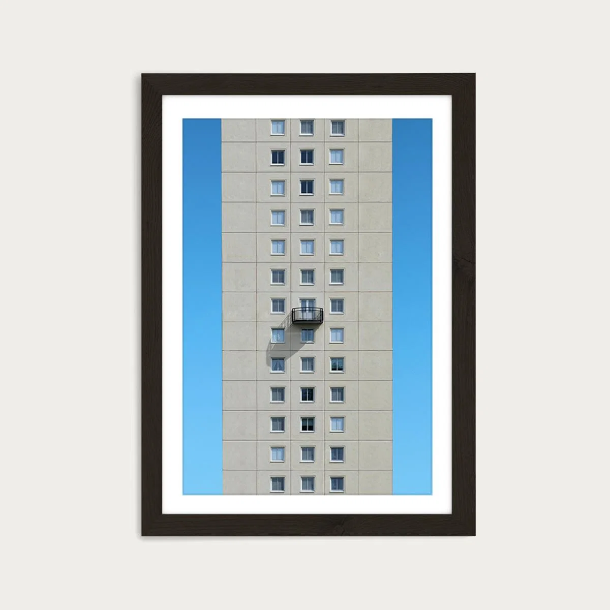 Tower Shadow Balcony Art Print Black Frame – image 1