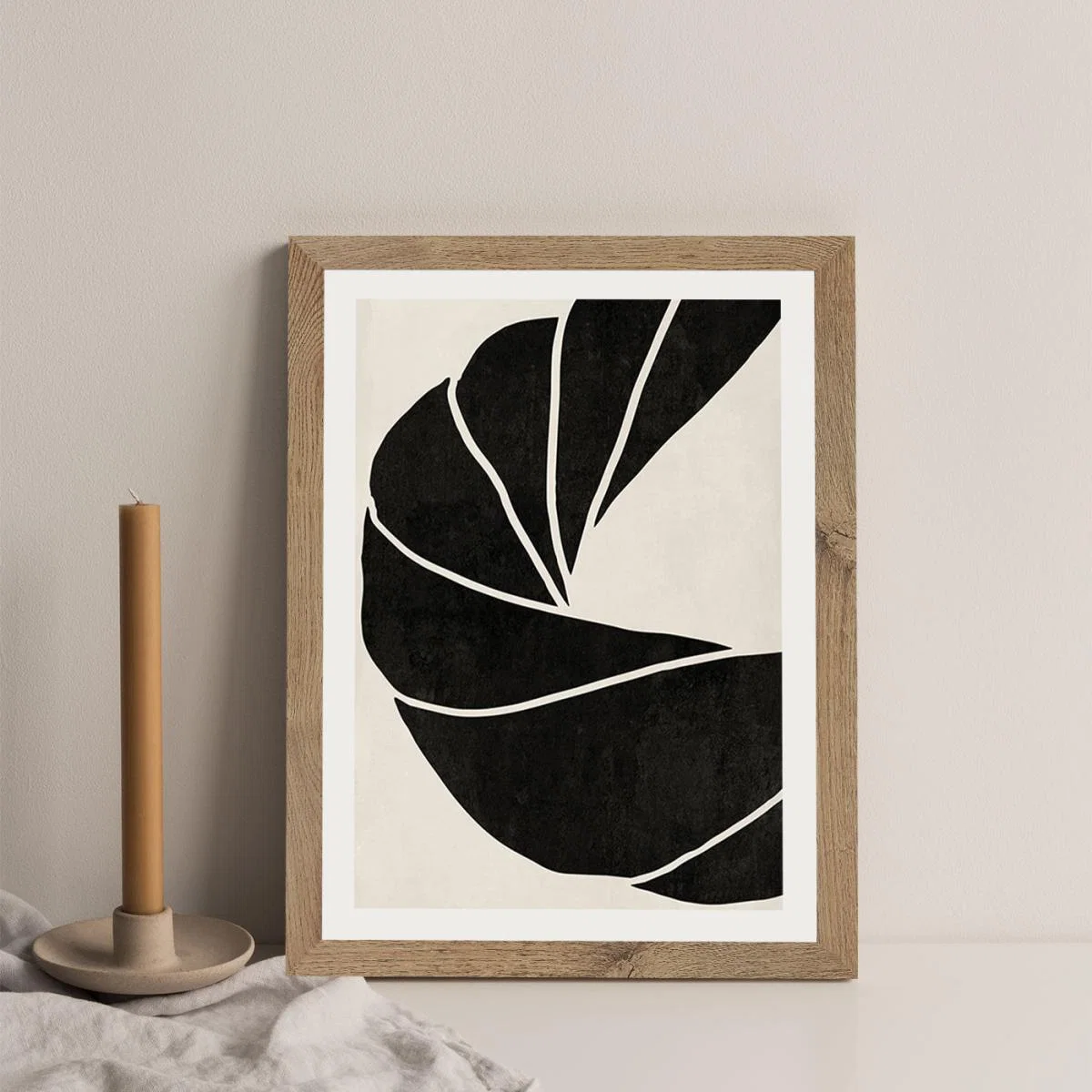 Twined 01 Black Art Print Oak Frame – image 10