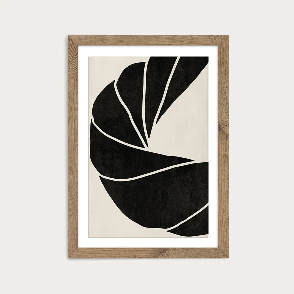 Twined 01 Black Art Print Oak Frame – image 1