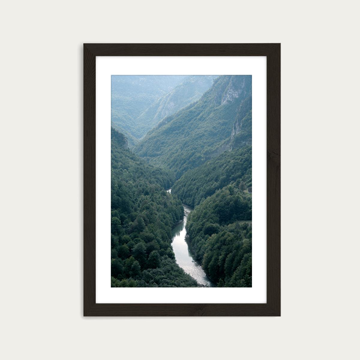 The River through The Forest Art Print Black Frame