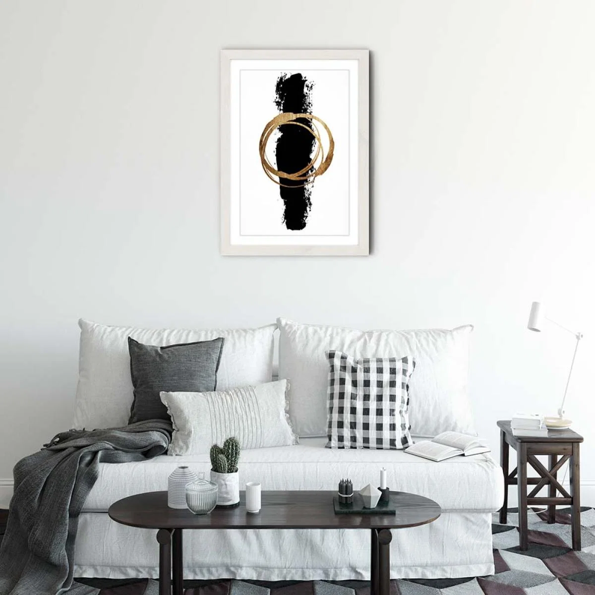 Circle And Line Art Print White Frame – image 2