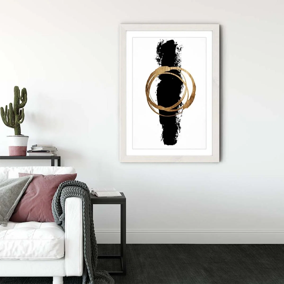Circle And Line Art Print White Frame – image 3