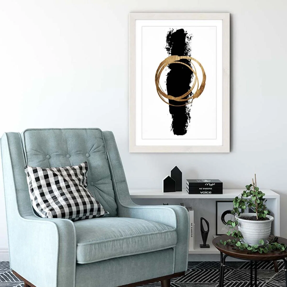 Circle And Line Art Print White Frame – image 4