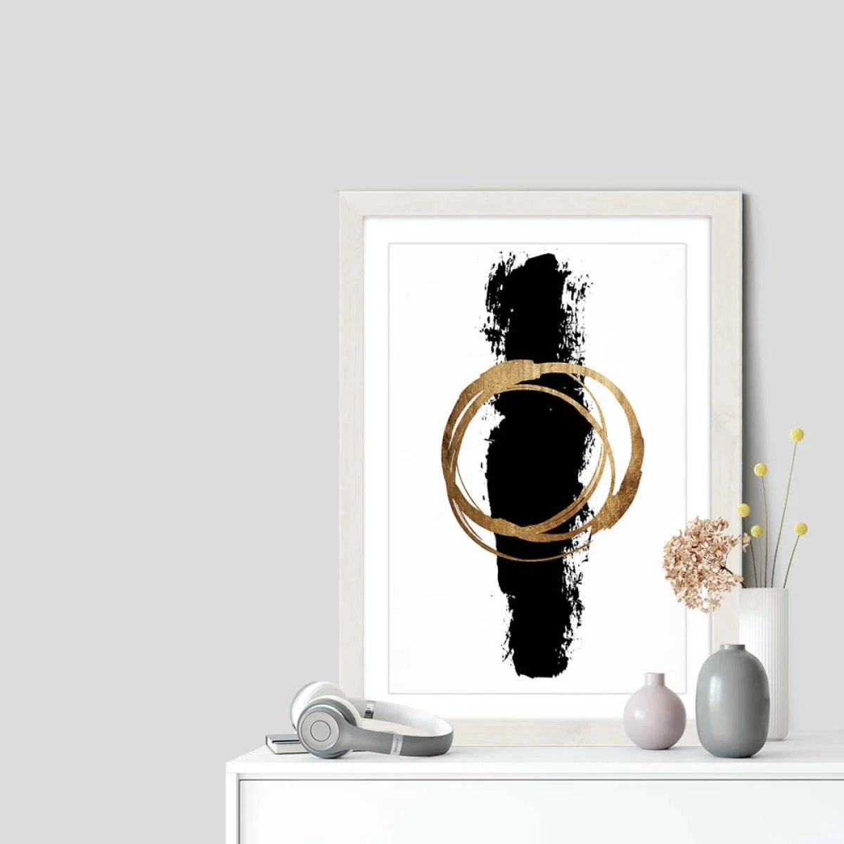 Circle And Line Art Print White Frame – image 7