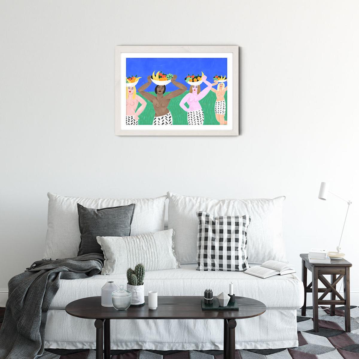 Les filles aux Coupes de Fruit Art Print White Frame – image 2