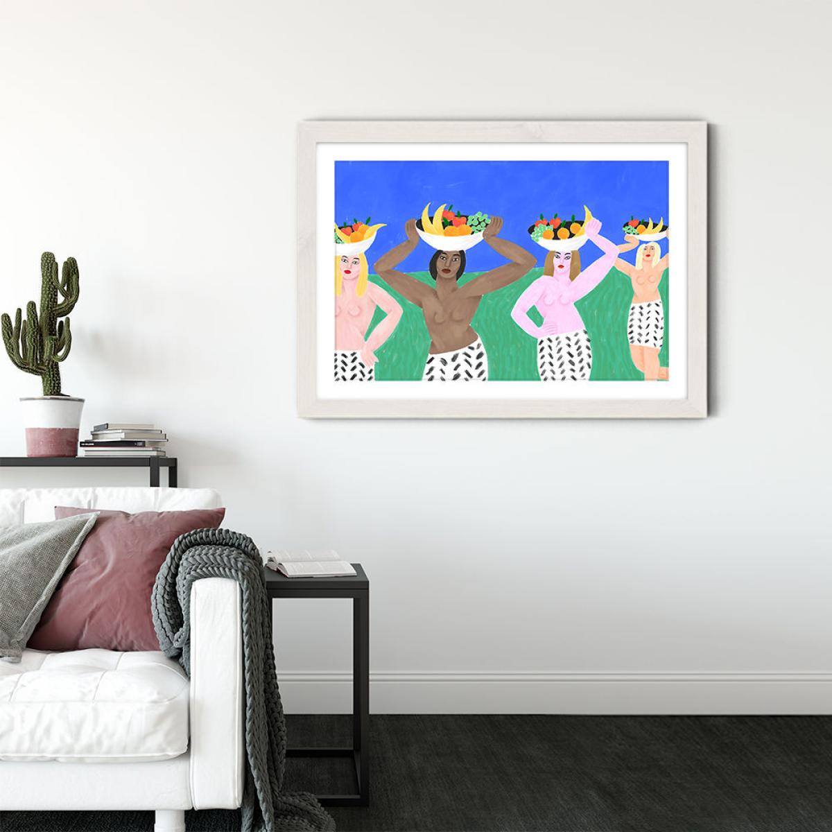 Les filles aux Coupes de Fruit Art Print White Frame – image 3