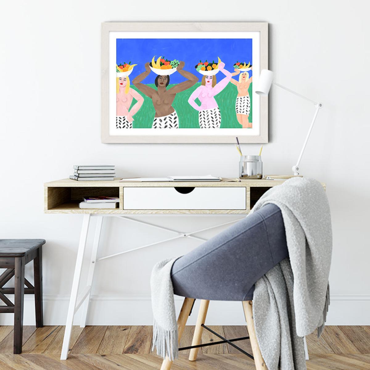 Les filles aux Coupes de Fruit Art Print White Frame – image 4