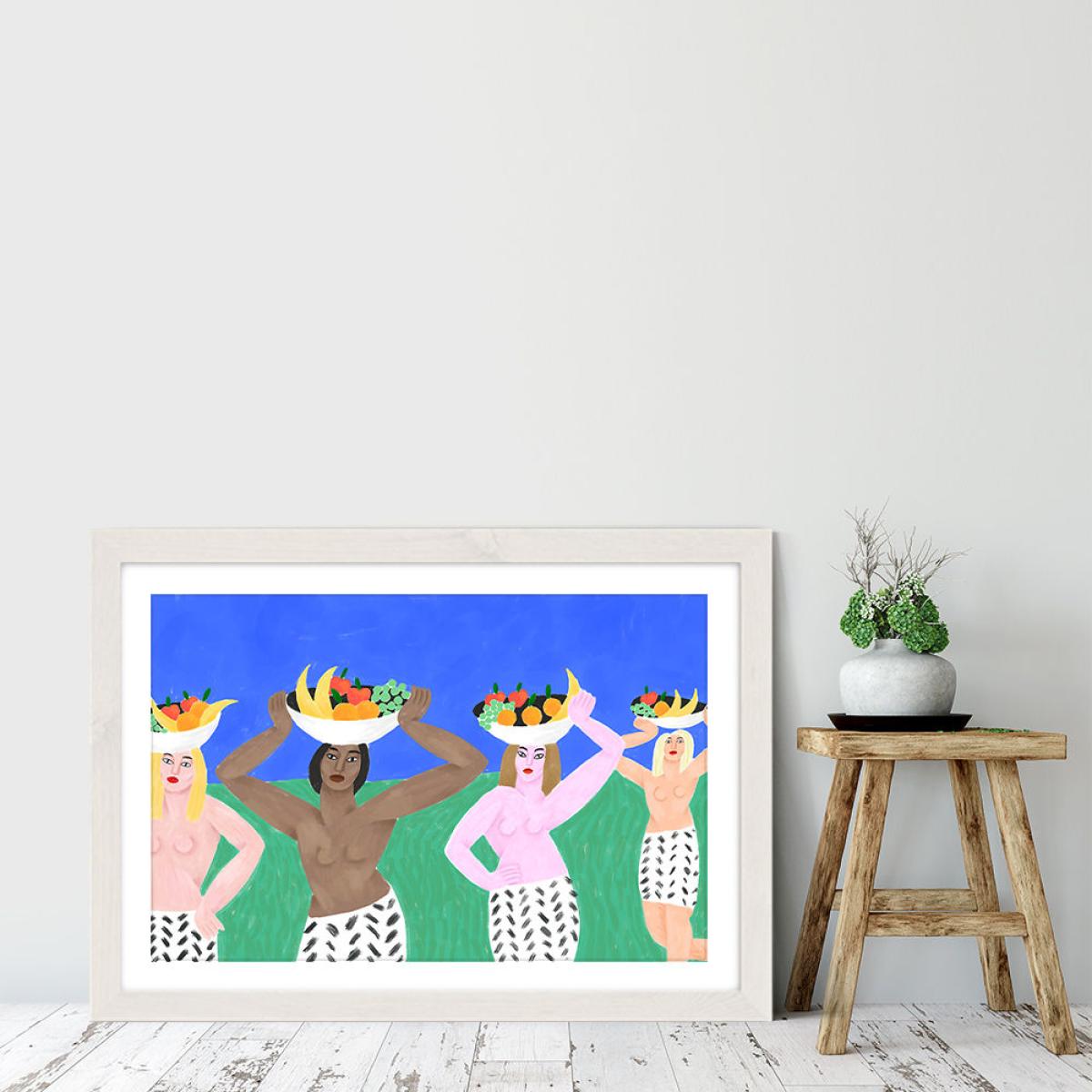 Les filles aux Coupes de Fruit Art Print White Frame – image 5