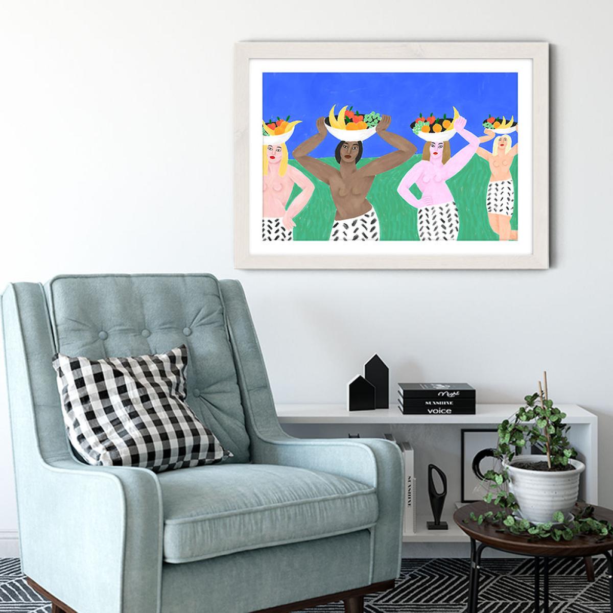 Les filles aux Coupes de Fruit Art Print White Frame – image 6