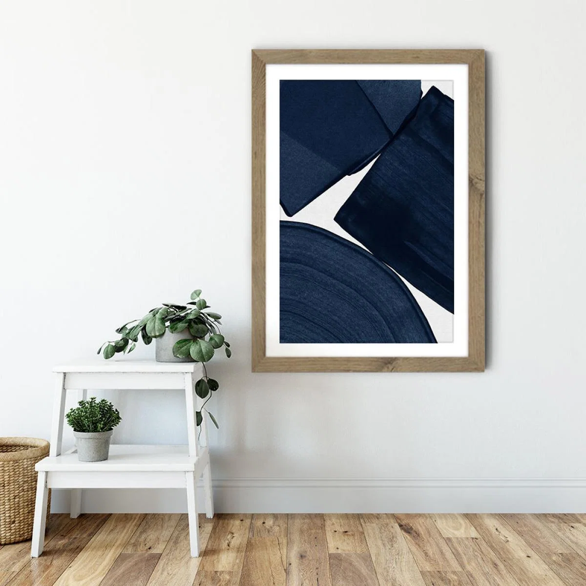 Minimalist Painting Blue II Art Print Oak Frame – image 2