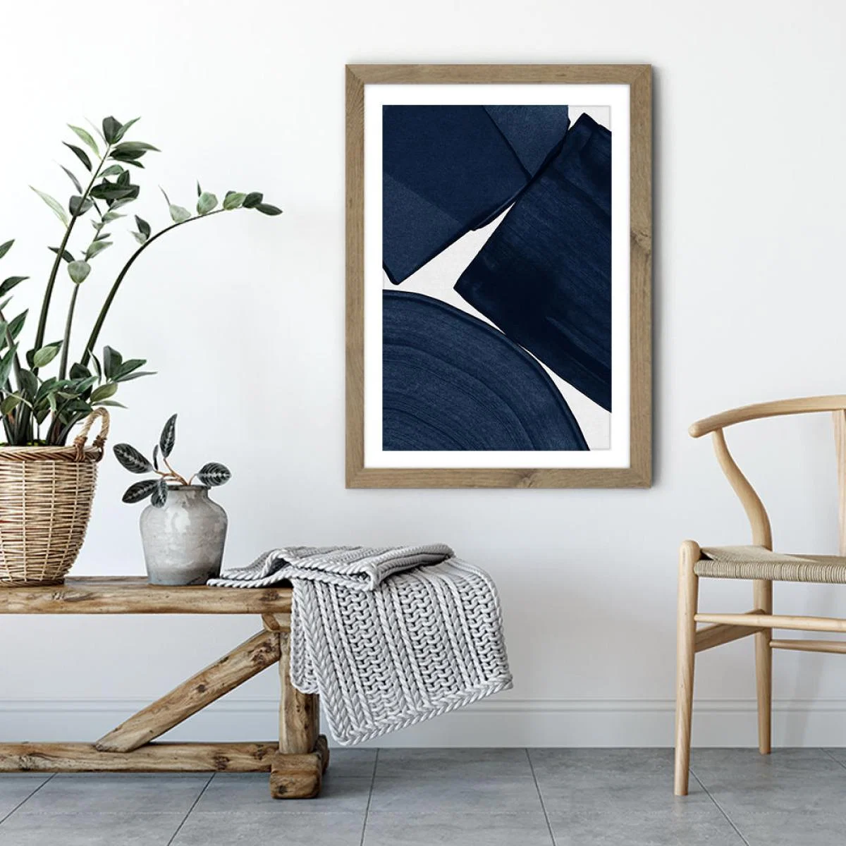 Minimalist Painting Blue II Art Print Oak Frame – image 4