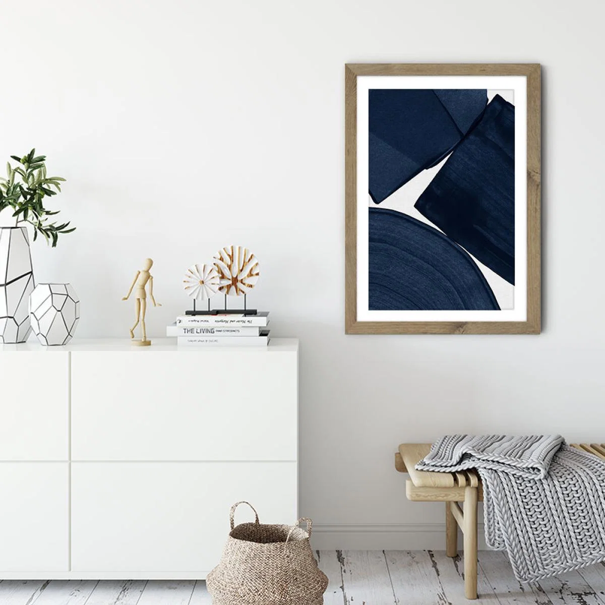 Minimalist Painting Blue II Art Print Oak Frame – image 5