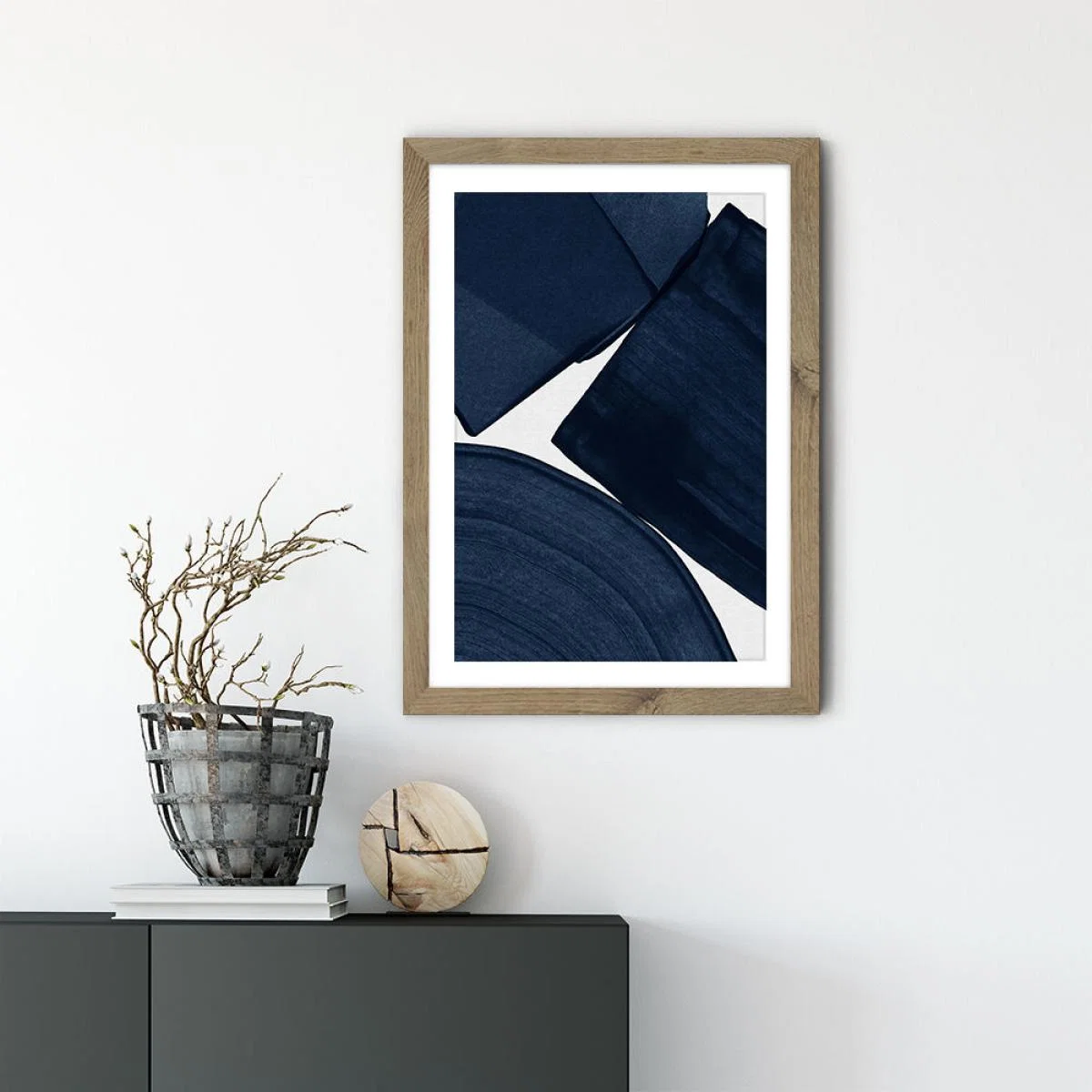 Minimalist Painting Blue II Art Print Oak Frame – image 6