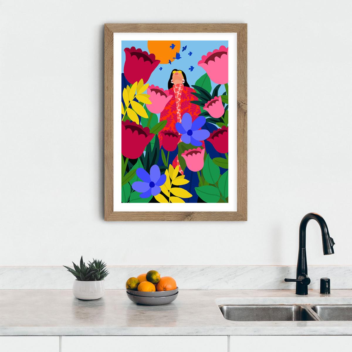 Surrounded By Flowers Art Print Oak Frame – image 11