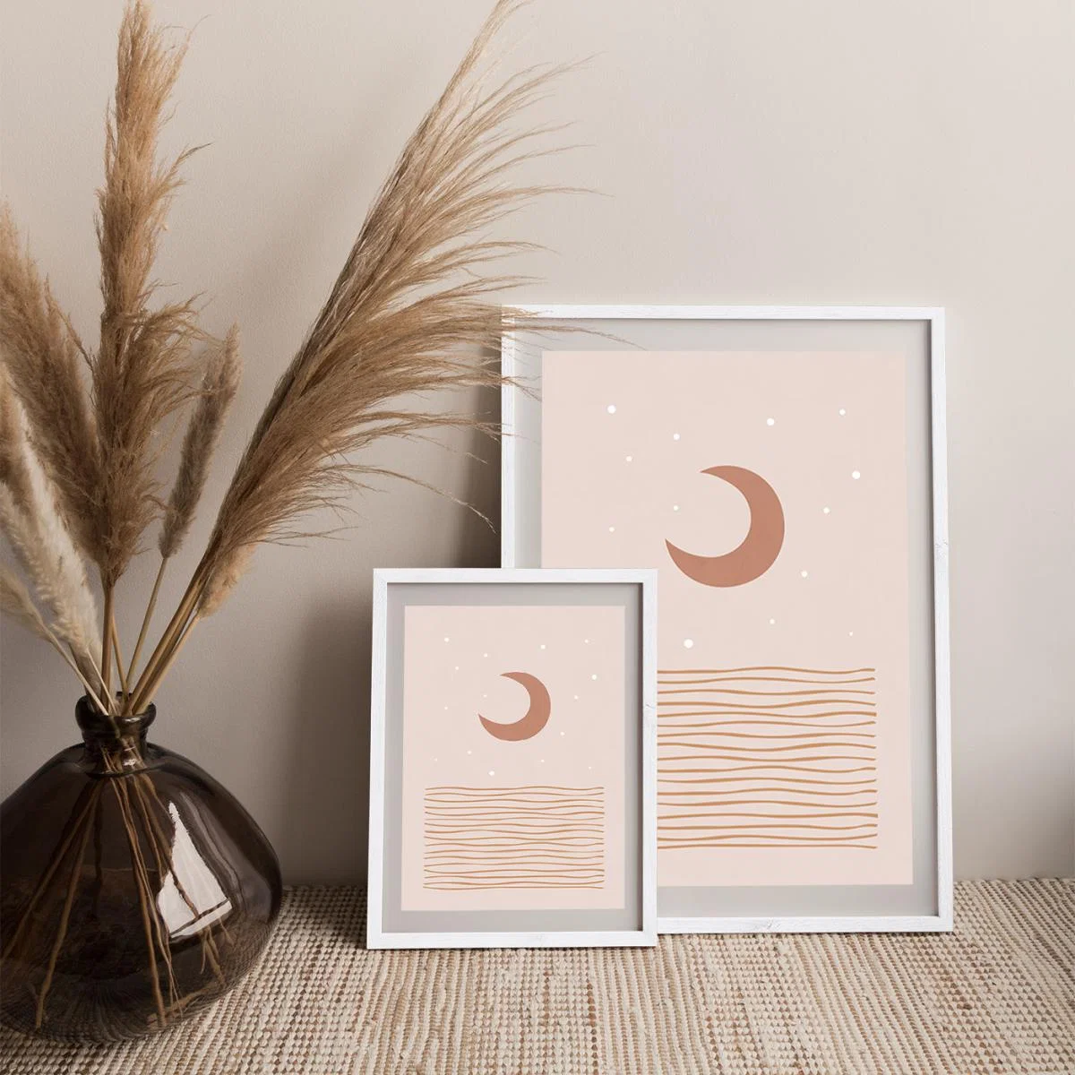 Blush Moon Art Print White Frame – image 11