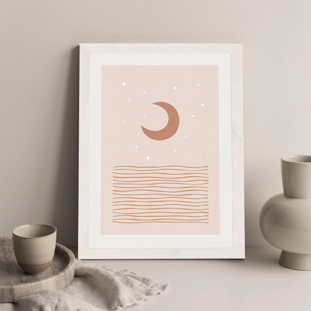 Blush Moon Art Print White Frame – image 5