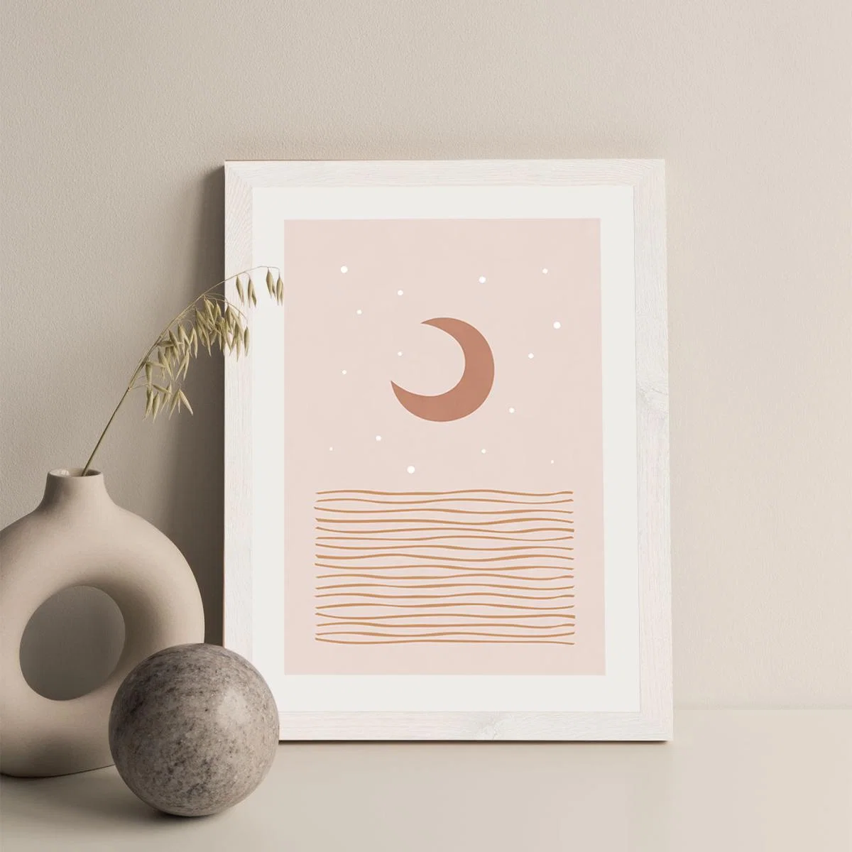 Blush Moon Art Print White Frame – image 6