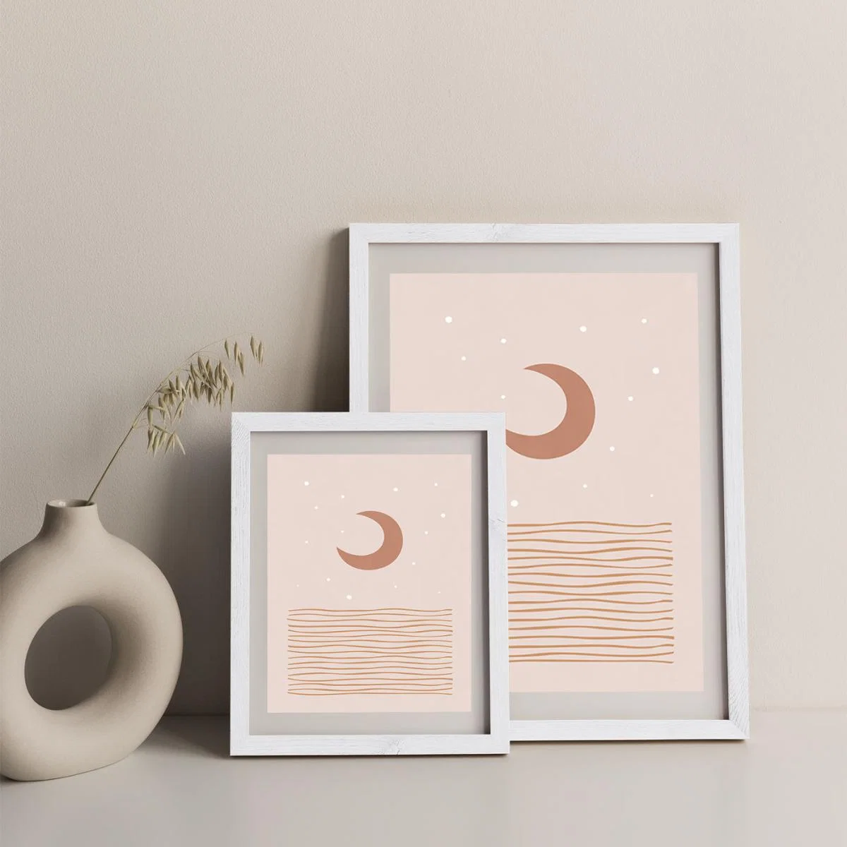 Blush Moon Art Print White Frame – image 7
