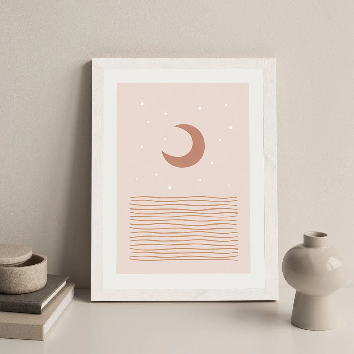 Blush Moon Art Print White Frame – image 8