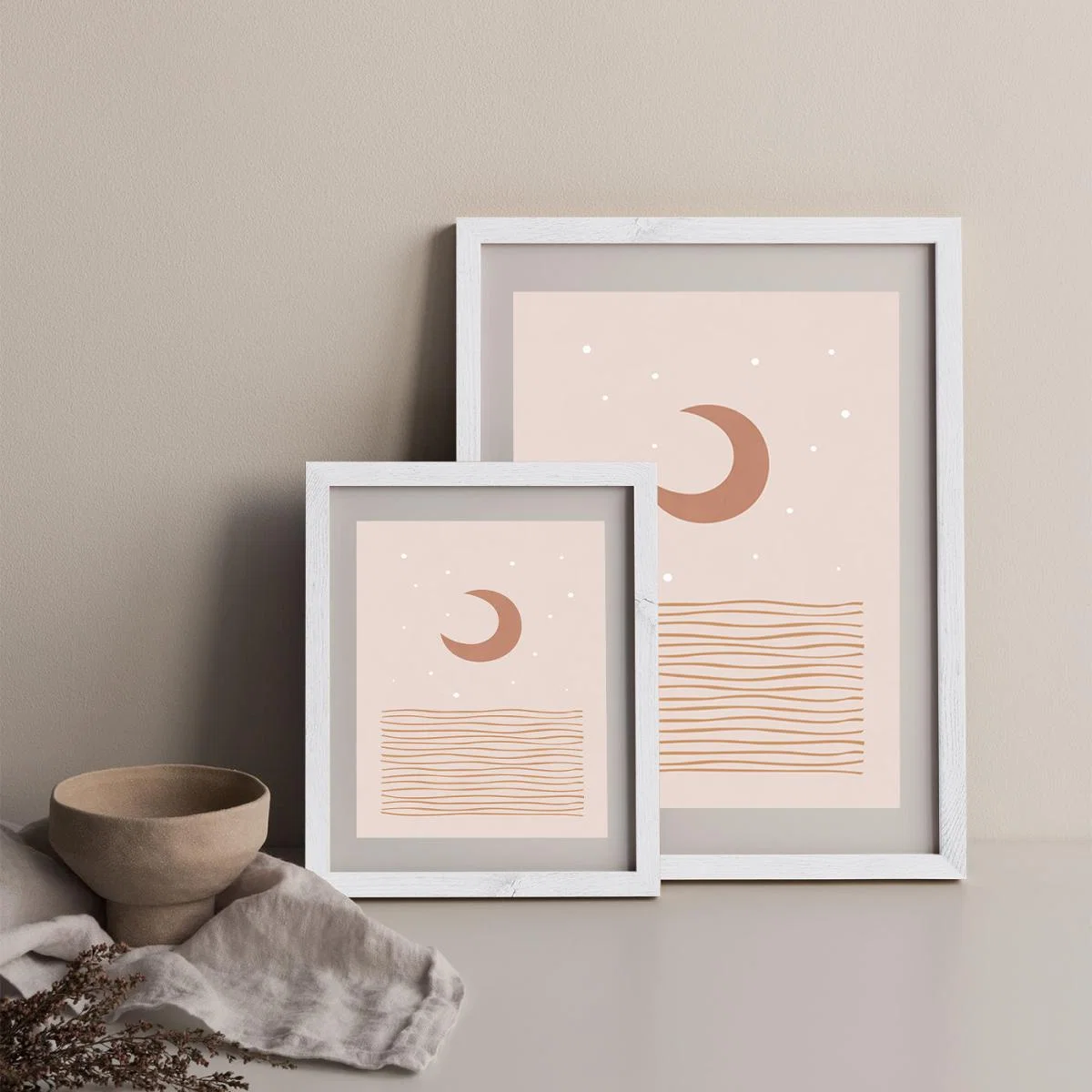 Blush Moon Art Print White Frame – image 9