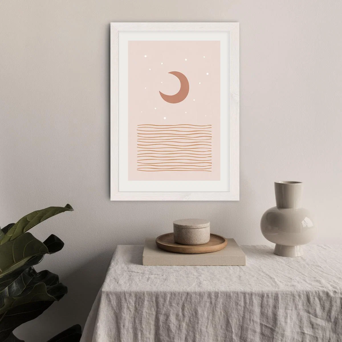 Blush Moon Art Print White Frame – image 10
