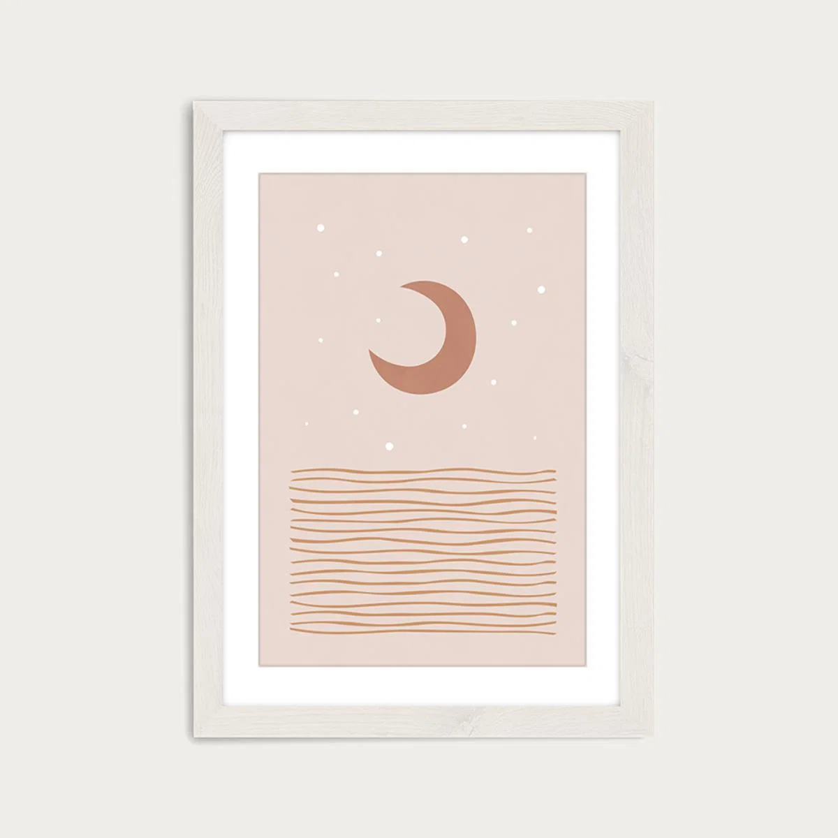 Blush Moon Art Print White Frame – image 1