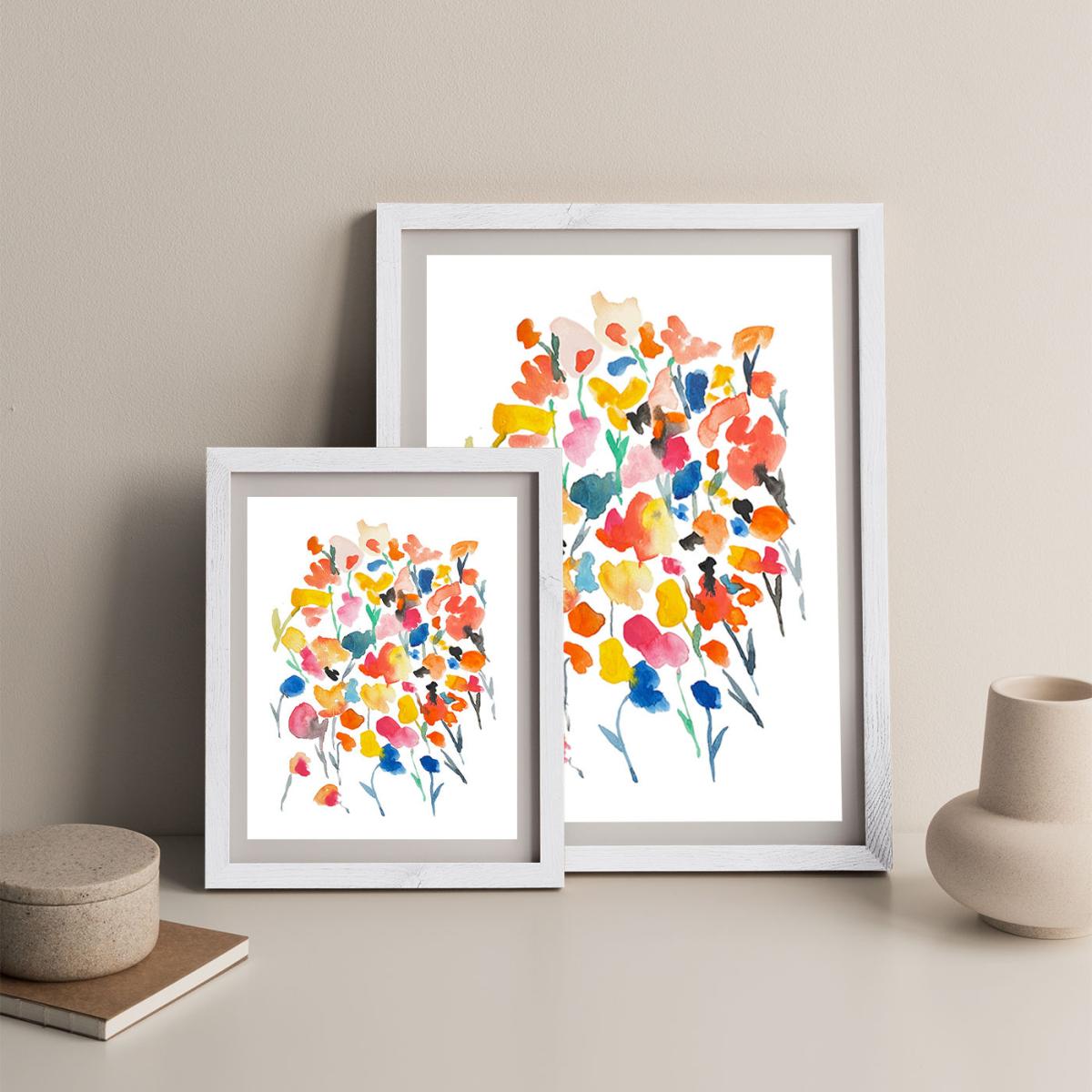 Colorful Water Flowers Art Print White Frame – image 11