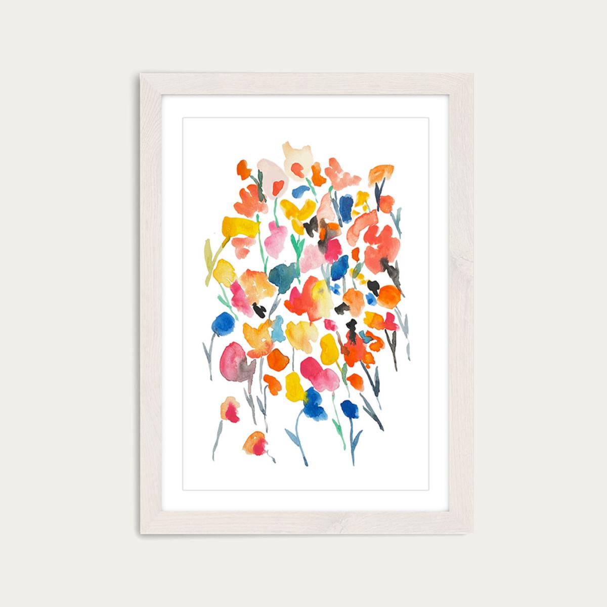 Colorful Water Flowers Art Print White Frame – image 3