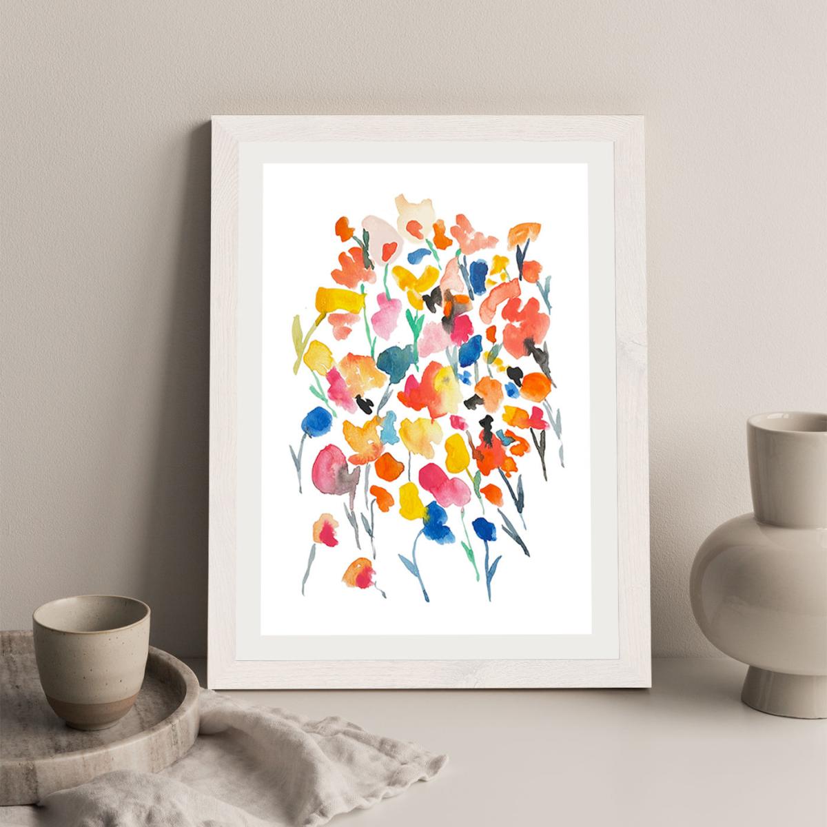 Colorful Water Flowers Art Print White Frame – image 5