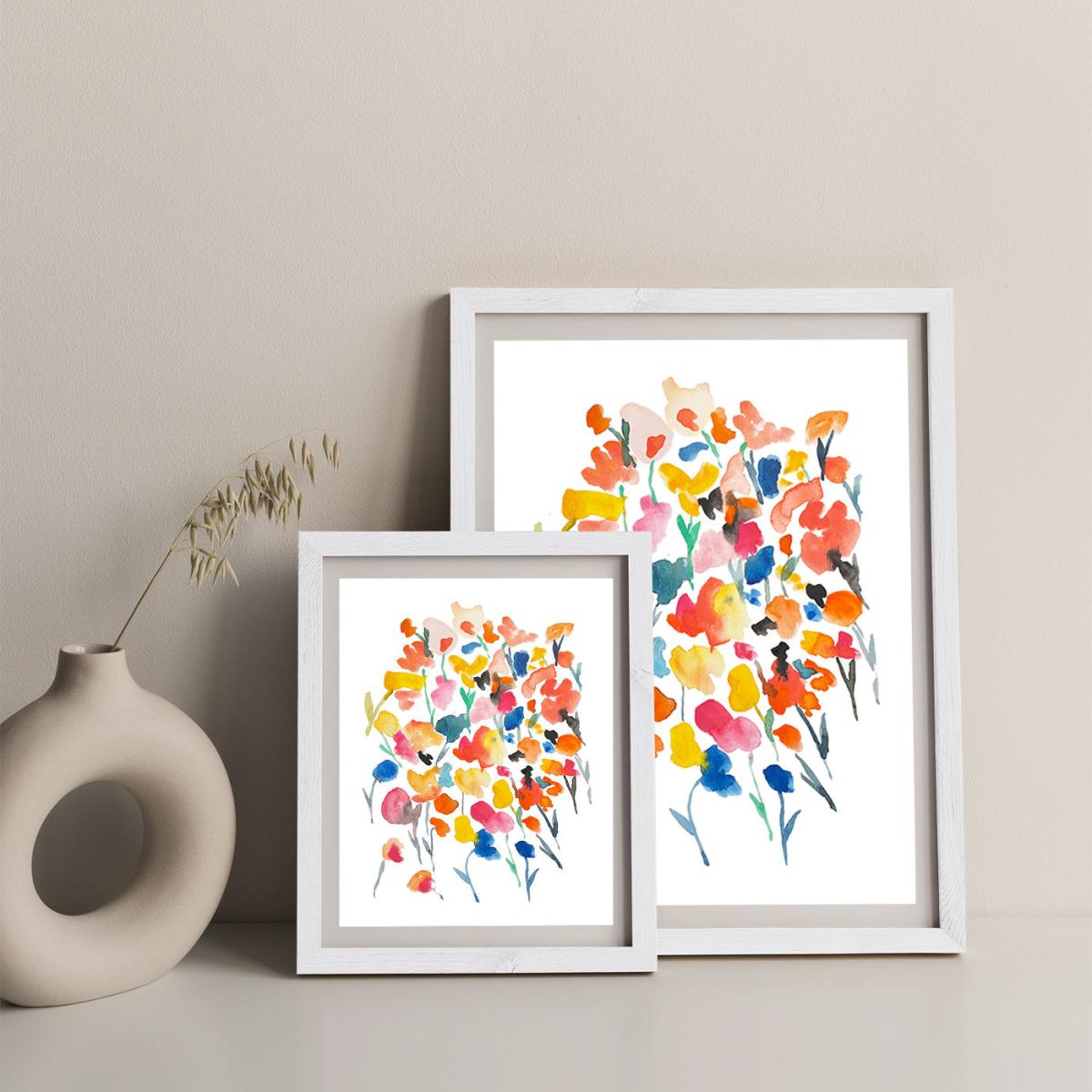 Colorful Water Flowers Art Print White Frame – image 7