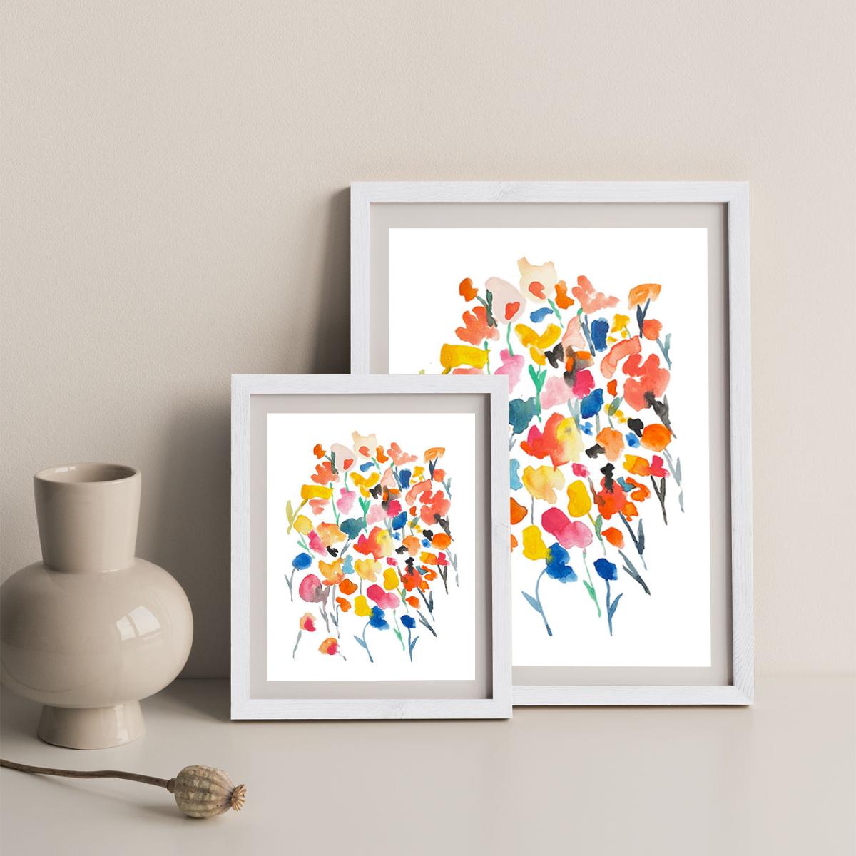 Colorful Water Flowers Art Print White Frame – image 8