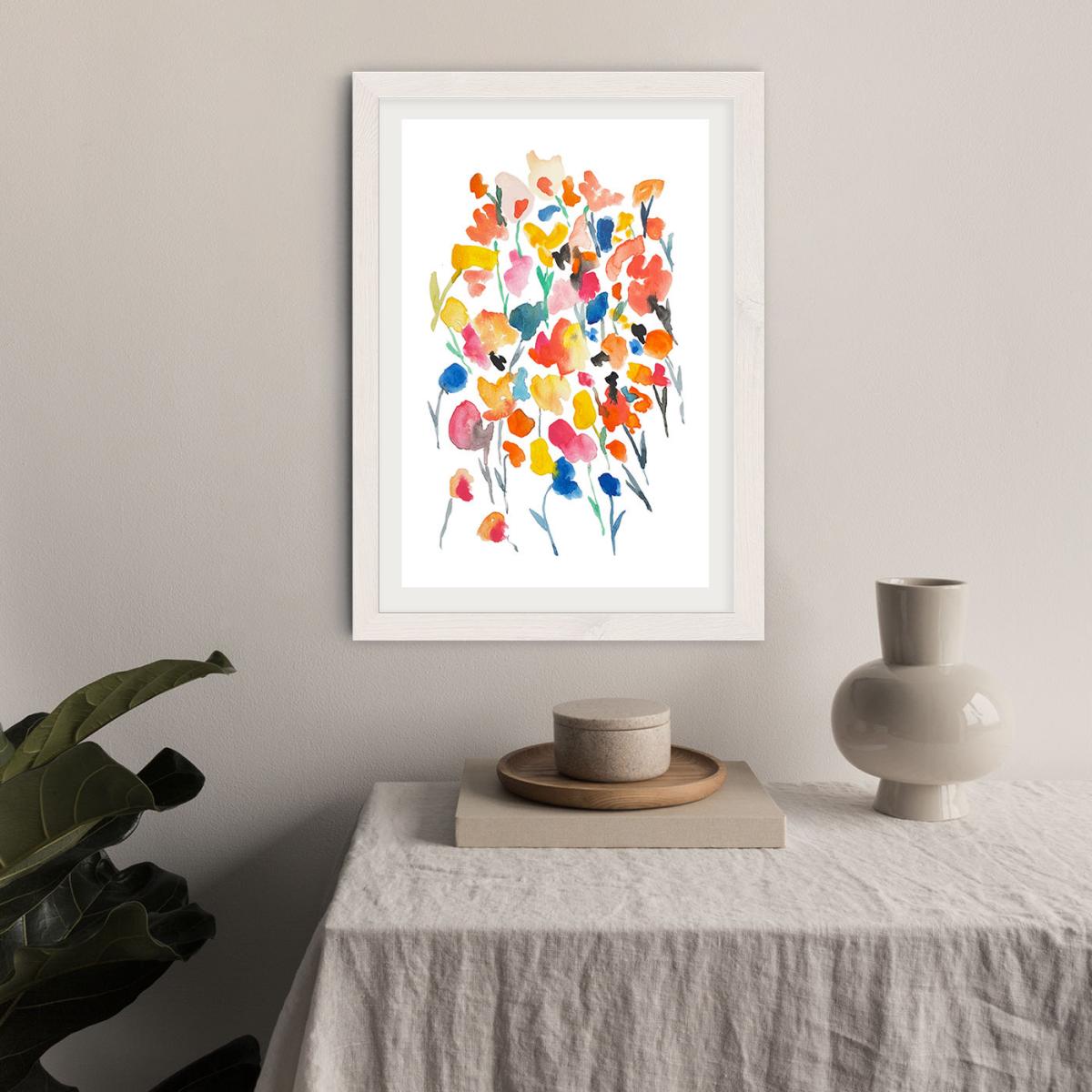 Colorful Water Flowers Art Print White Frame – image 9