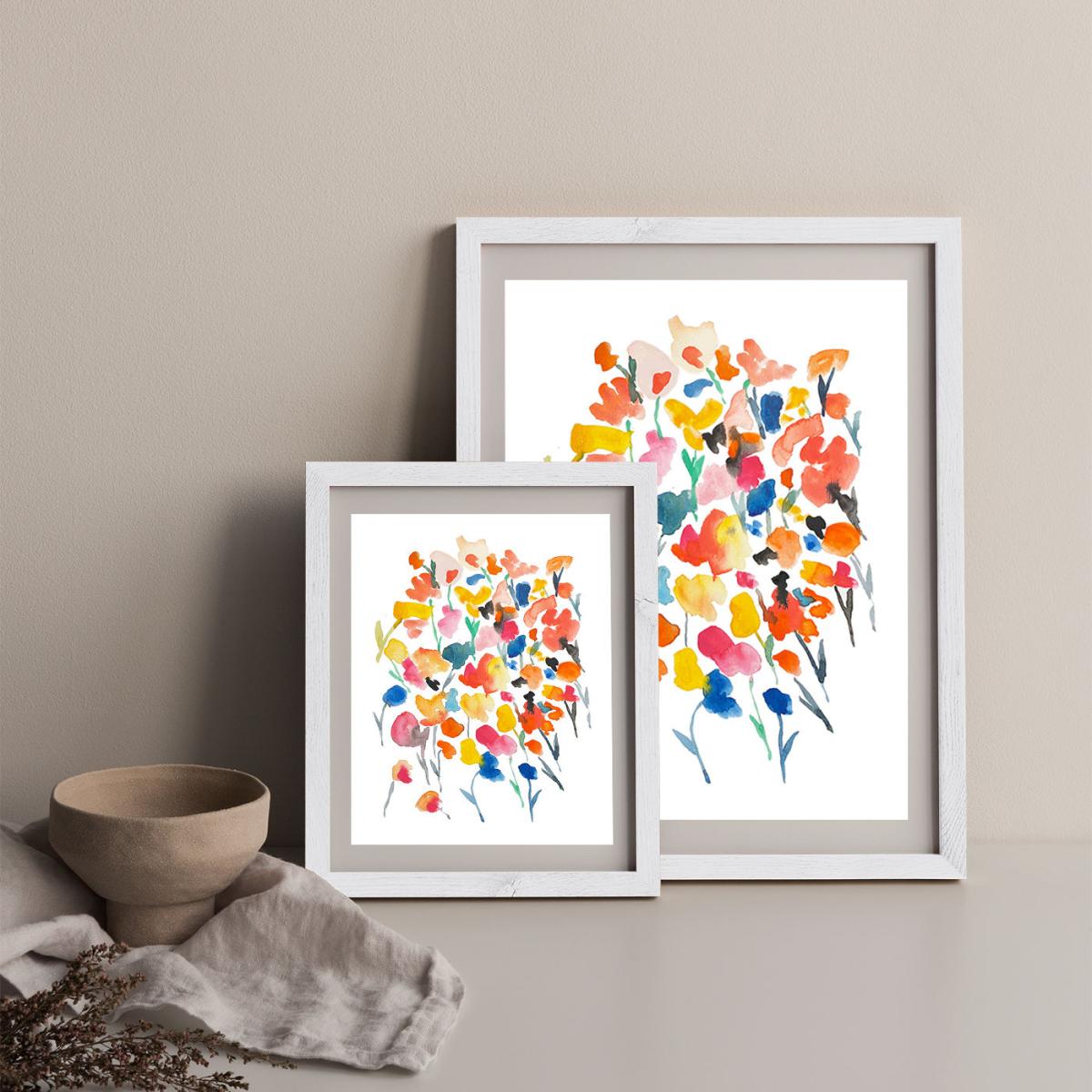 Colorful Water Flowers Art Print White Frame – image 10
