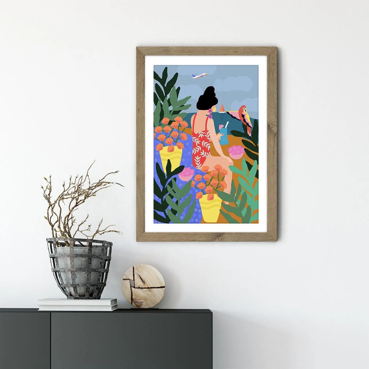 I Miss the Beach Art Print Oak Frame – image 2