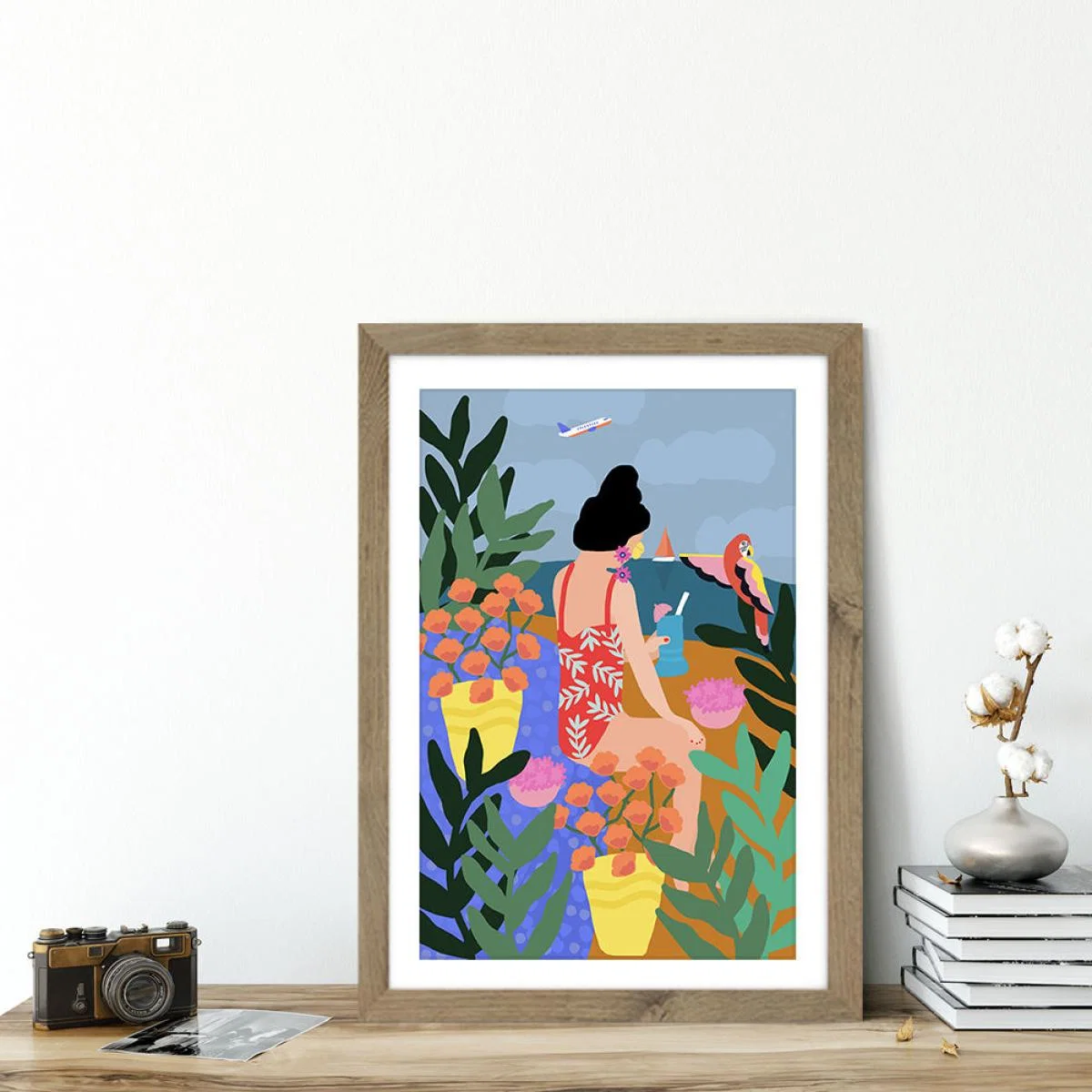 I Miss the Beach Art Print Oak Frame – image 4