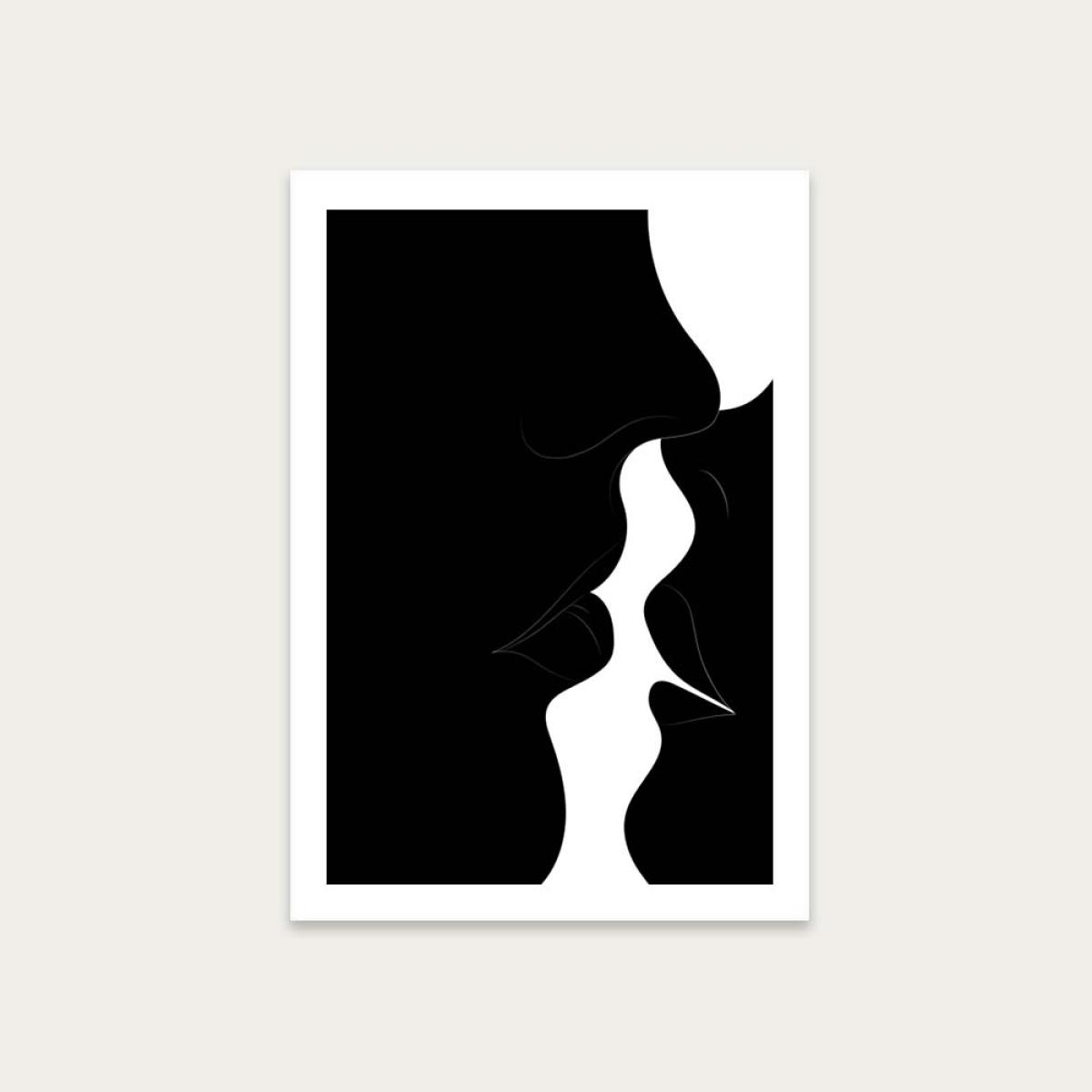 Unframed Just a Little Kiss Black Art Print