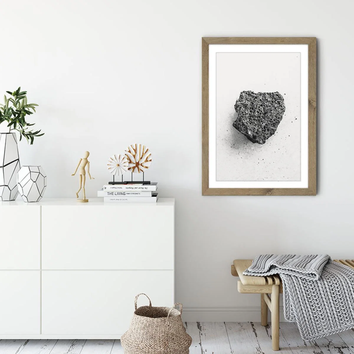 Volcanic Grey Art Print Oak Frame – image 3